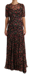 Dolce & Gabbana Black Floral Roses A-Line Shift Gown Dress -   -  Dolce & Gabbana.