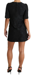 Dolce & Gabbana Black Button Embellished Jacquard Mini Dress -   -  Dolce & Gabbana.