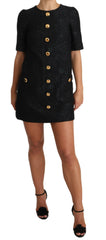 Dolce & Gabbana Black Button Embellished Jacquard Mini Dress -   -  Dolce & Gabbana.