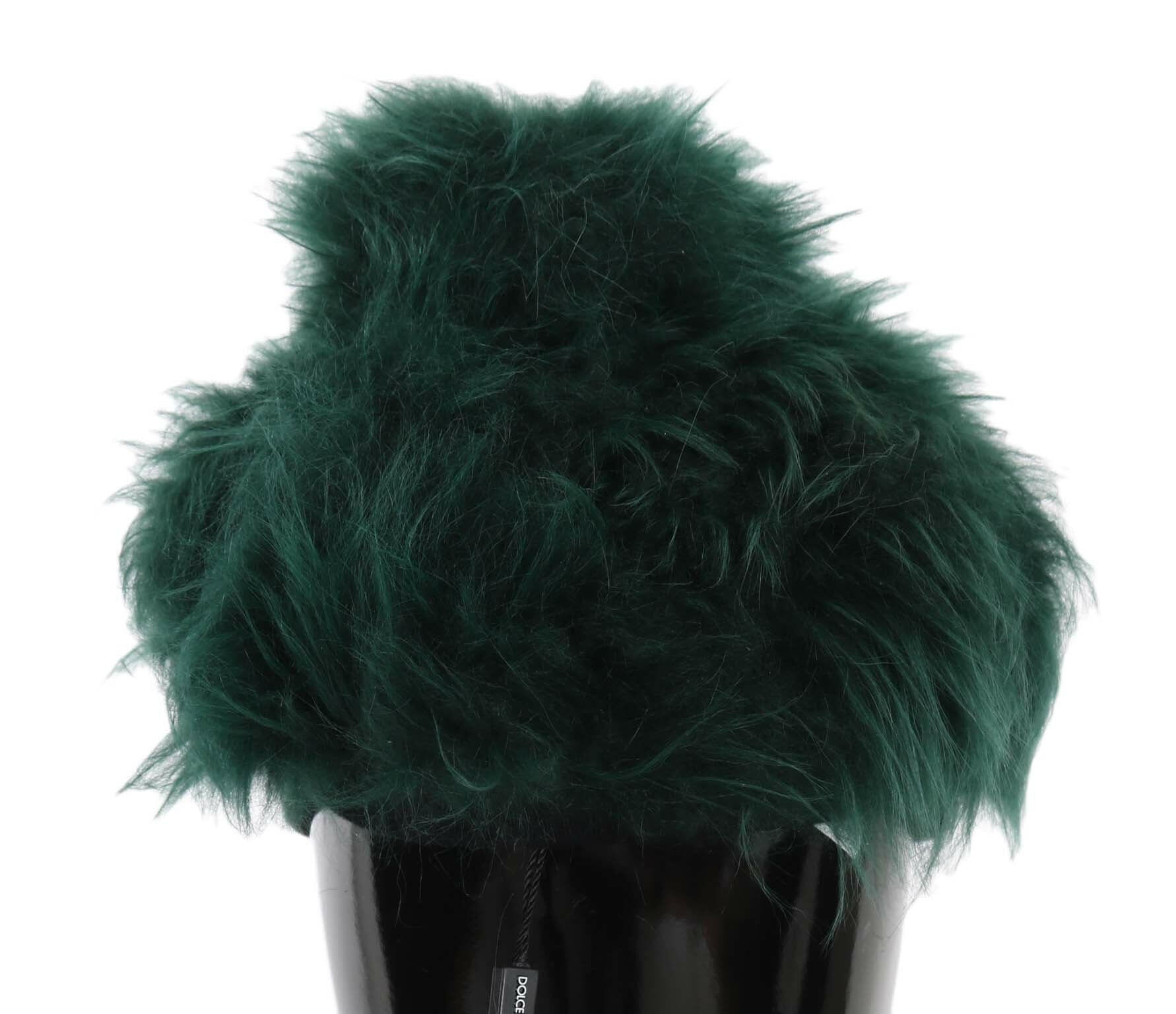 Dolce & Gabbana Green Fur DG Logo Embroidered Cloche Hat -   -  Dolce & Gabbana.