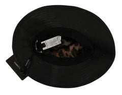 Dolce & Gabbana Black Leather DG Coin Crystal Wide Brim Hat -   -  Dolce & Gabbana.