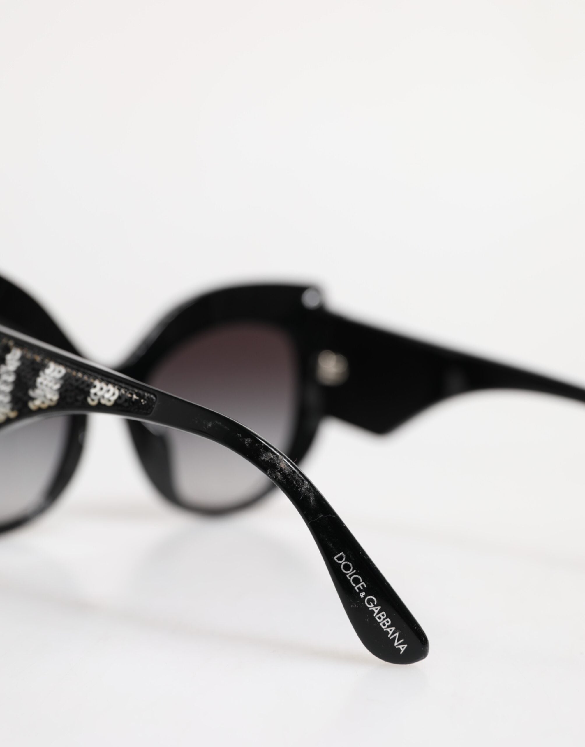 Dolce & Gabbana Black Silver Sequin Oversized Butterfly DG4326 Sunglasses -   -  Dolce & Gabbana.