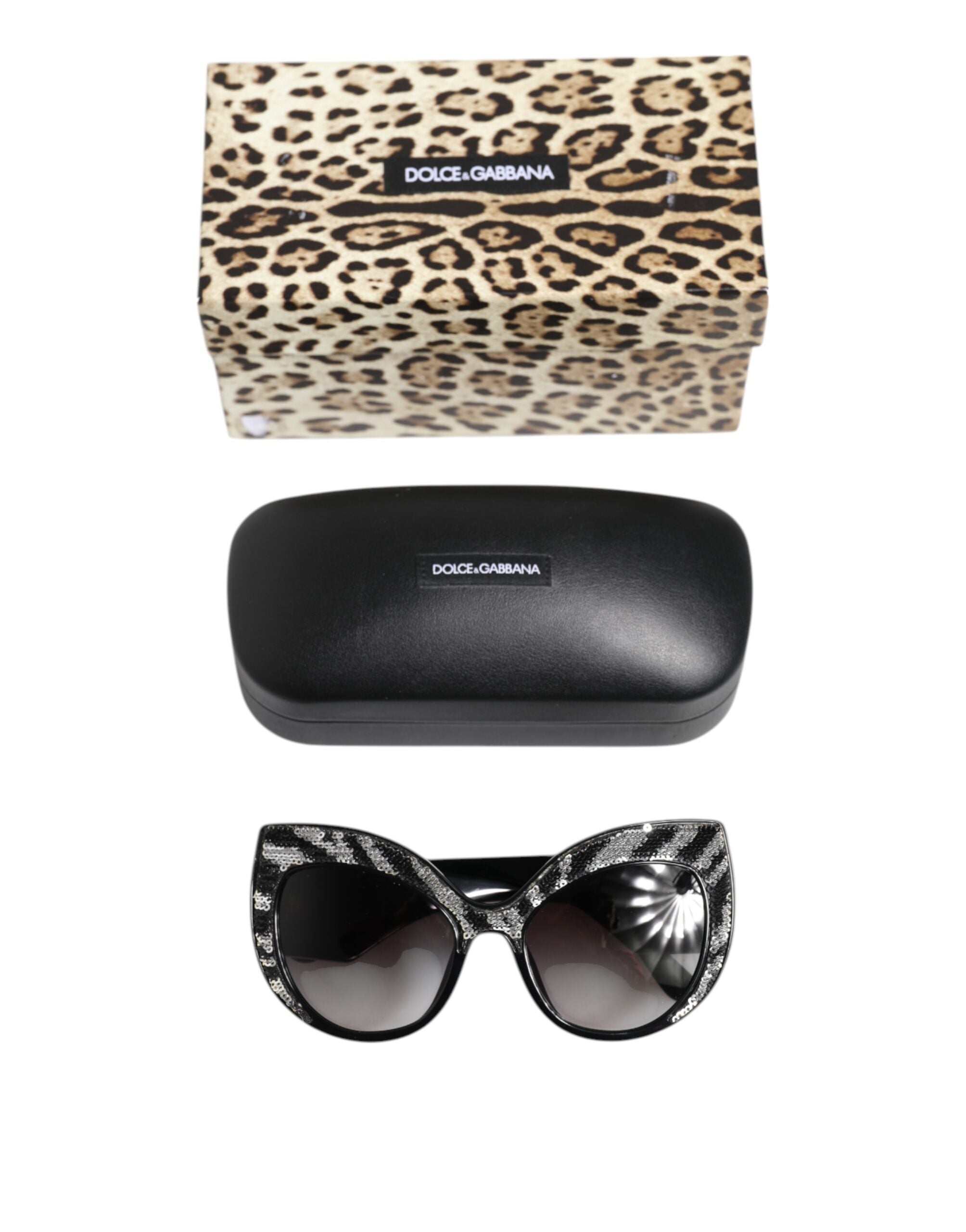 Dolce & Gabbana Black Silver Sequin Oversized Butterfly DG4326 Sunglasses -   -  Dolce & Gabbana.