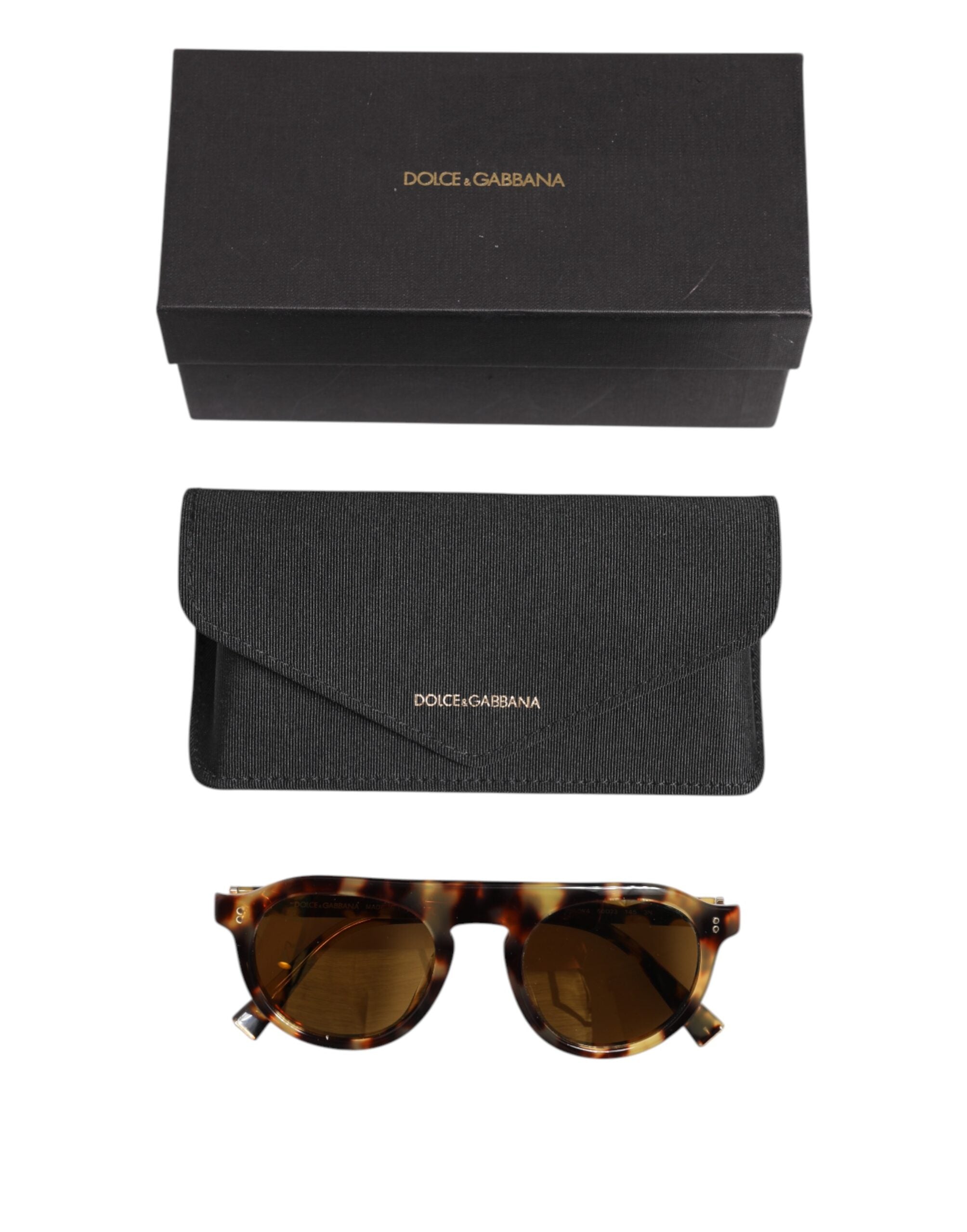 Dolce & Gabbana Brown Acetate Round Leopard Print Eyewear Sunglasses -   -  Dolce & Gabbana.