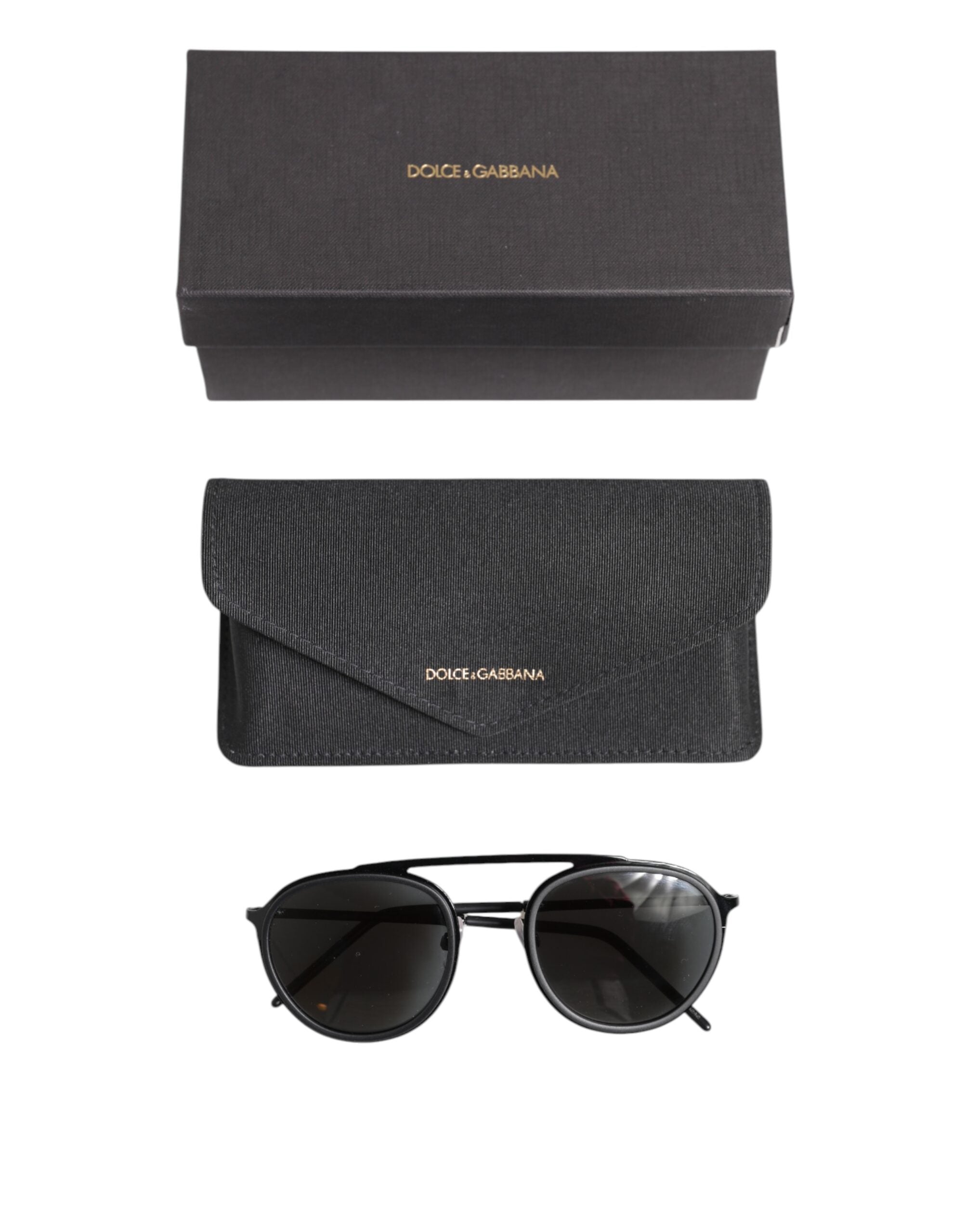 Dolce & Gabbana Matte Black DG2276 Metal Rim Round Shades Sunglasses -   -  Dolce & Gabbana.