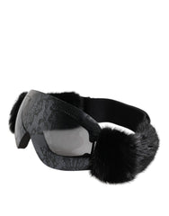 Dolce & Gabbana Black Bi0759 Lace Mirrored Ski Goggles Mask Sunglasses -   -  Dolce & Gabbana.