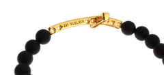 Nialaya Matte Onyx Stone Gold CZ Cross 925 Silver Bracelet -   -  Nialaya.