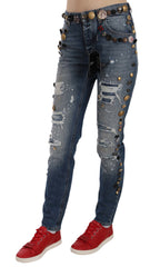 Dolce & Gabbana Distressed Embellished Buttons Denim Pants Jeans -   -  Dolce & Gabbana.