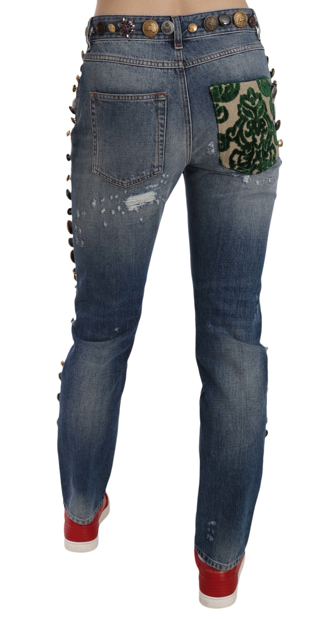 Dolce & Gabbana Distressed Embellished Buttons Denim Pants Jeans -   -  Dolce & Gabbana.