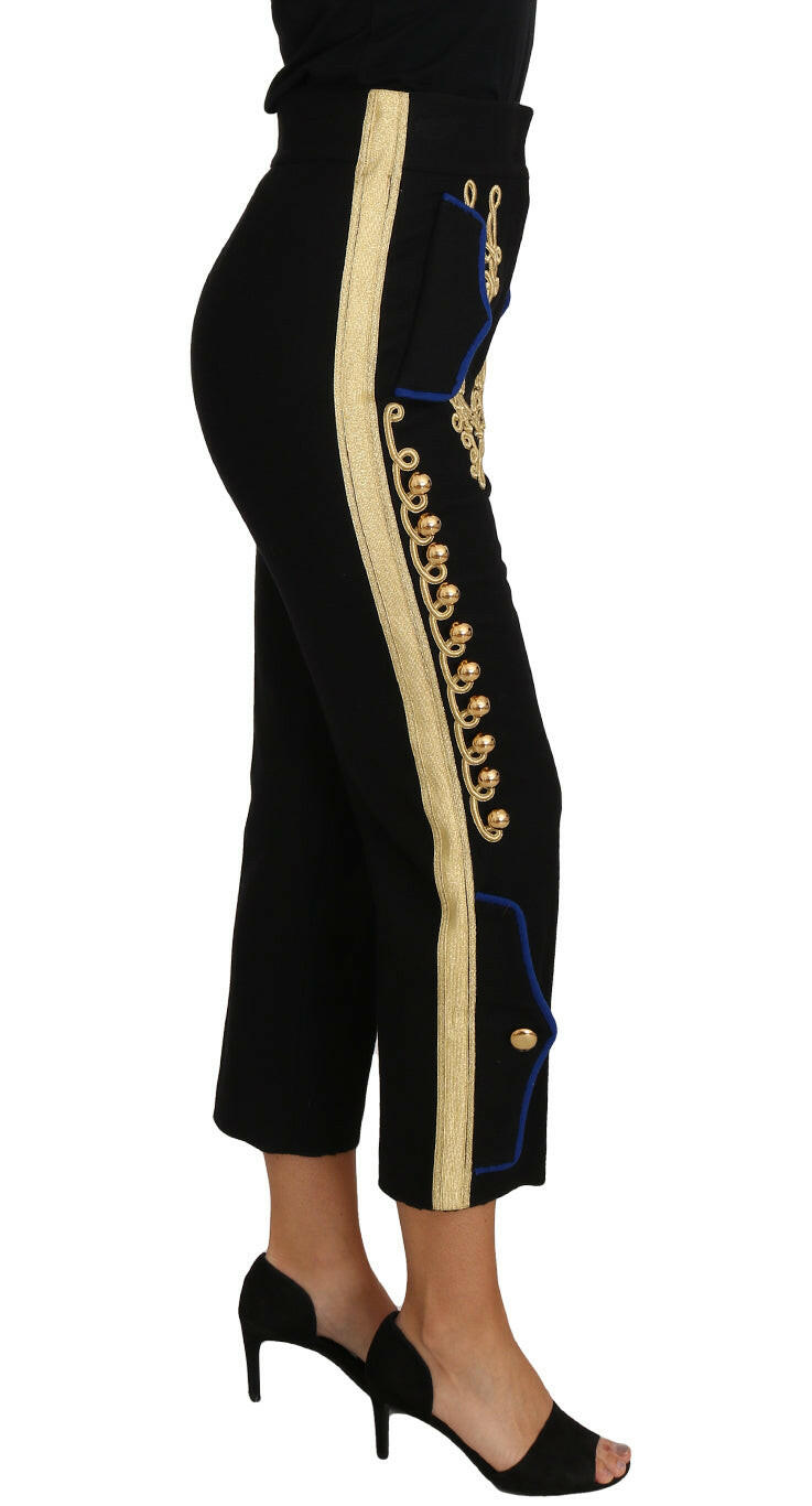 Dolce & Gabbana Military Embellished Pants Black Gold Dress Pant -   -  Dolce & Gabbana.