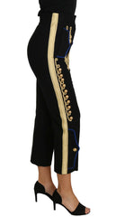Dolce & Gabbana Military Embellished Pants Black Gold Dress Pant -   -  Dolce & Gabbana.
