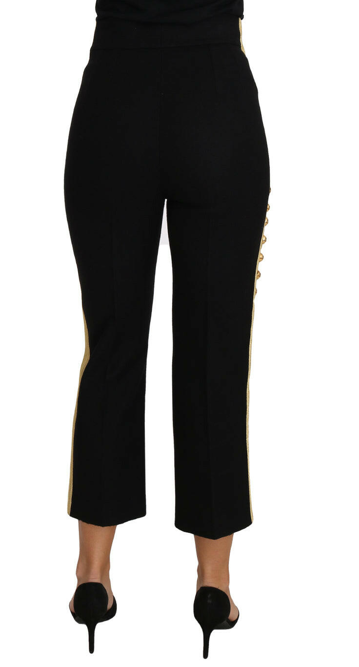 Dolce & Gabbana Military Embellished Pants Black Gold Dress Pant -   -  Dolce & Gabbana.