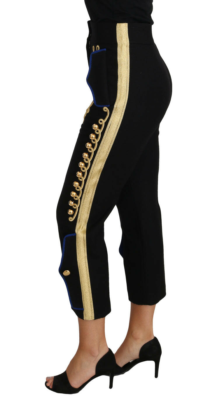 Dolce & Gabbana Military Embellished Pants Black Gold Dress Pant -   -  Dolce & Gabbana.