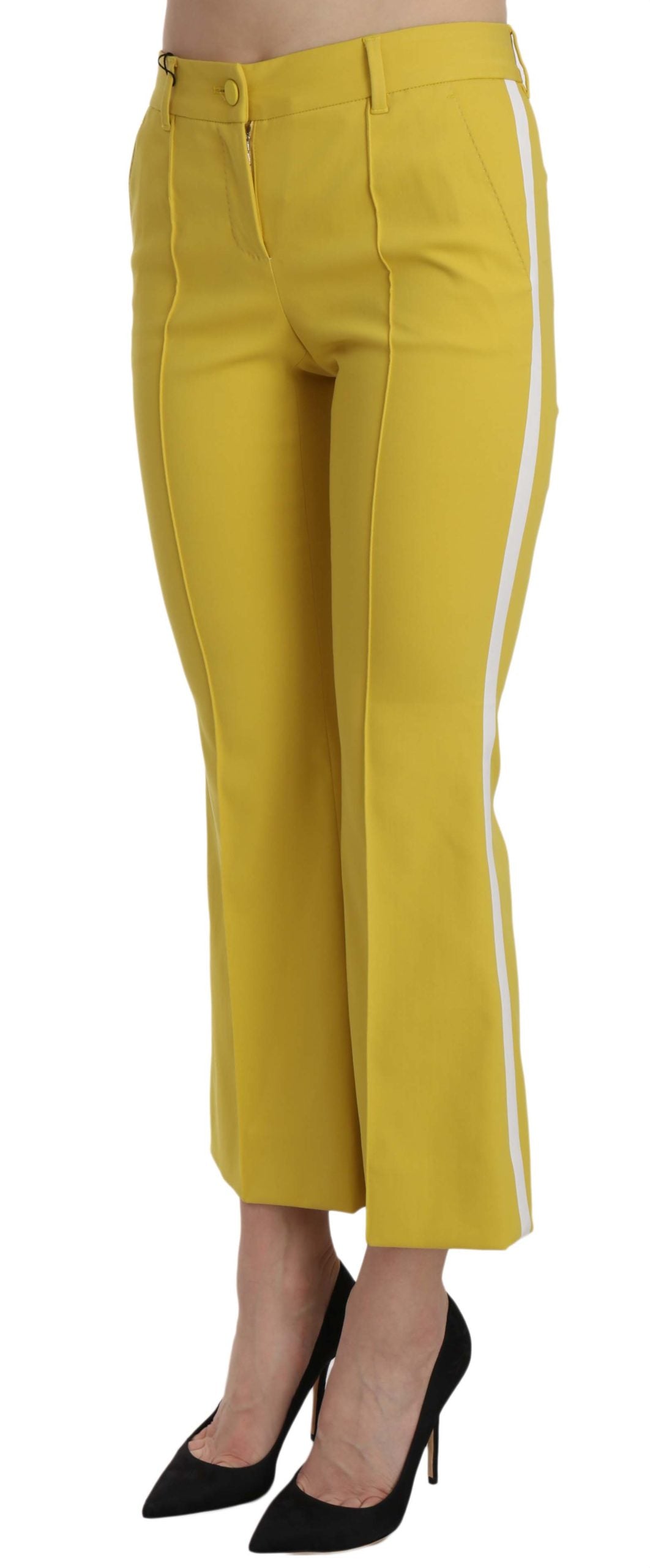 Dolce & Gabbana Yellow Flared Bootcut Capri Cotton Pants -   -  Dolce & Gabbana.