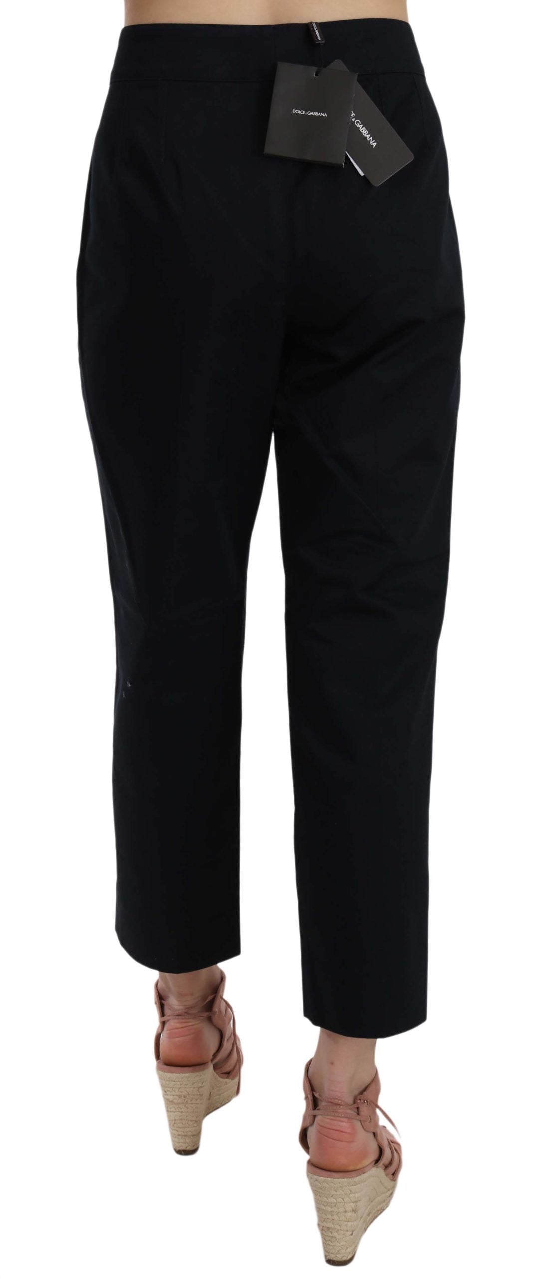 Dolce & Gabbana Black Cropped Front Button Embellished Pants -   -  Dolce & Gabbana.
