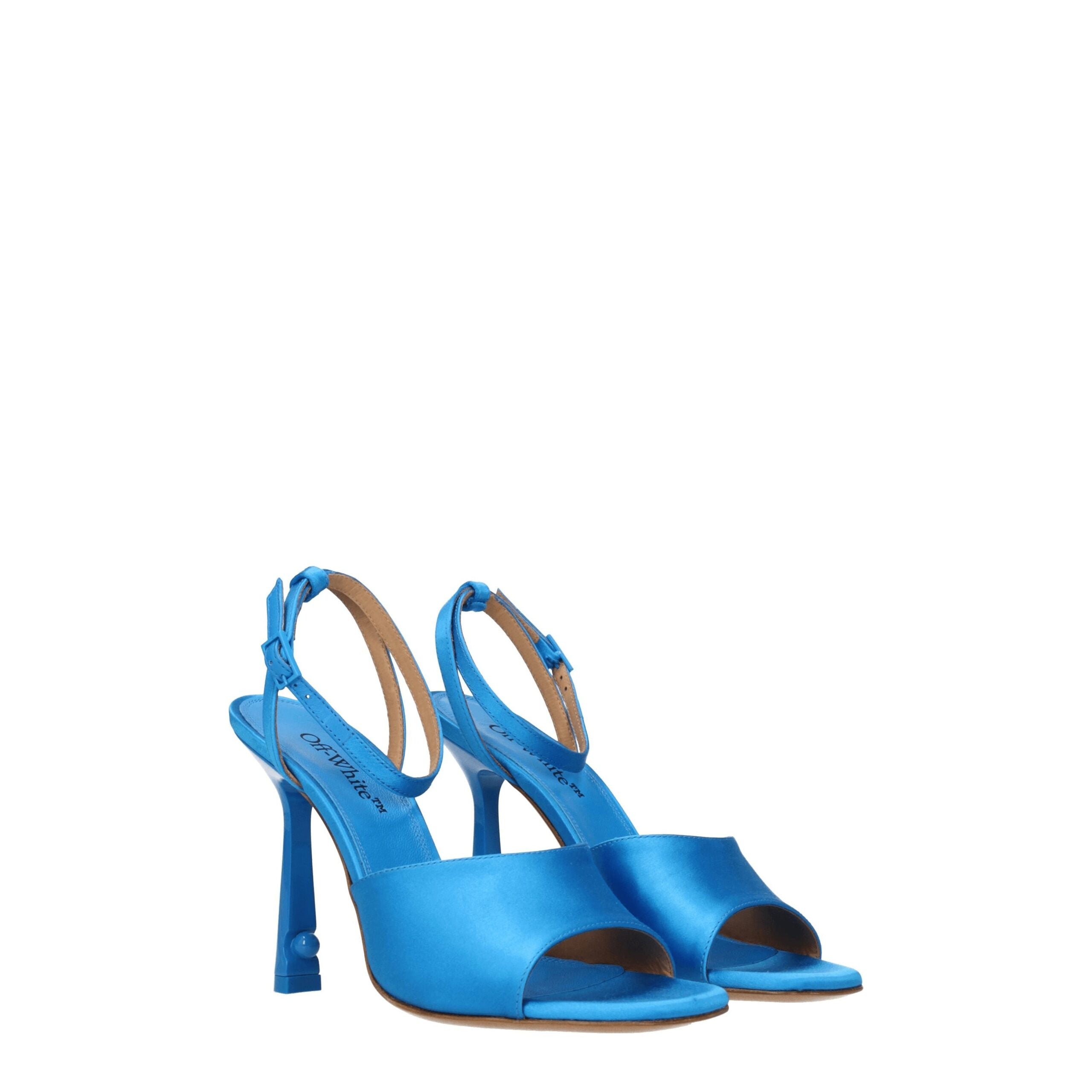 Off-White Blue Satin Stiletto Heels Sandals -   -  Off-White.