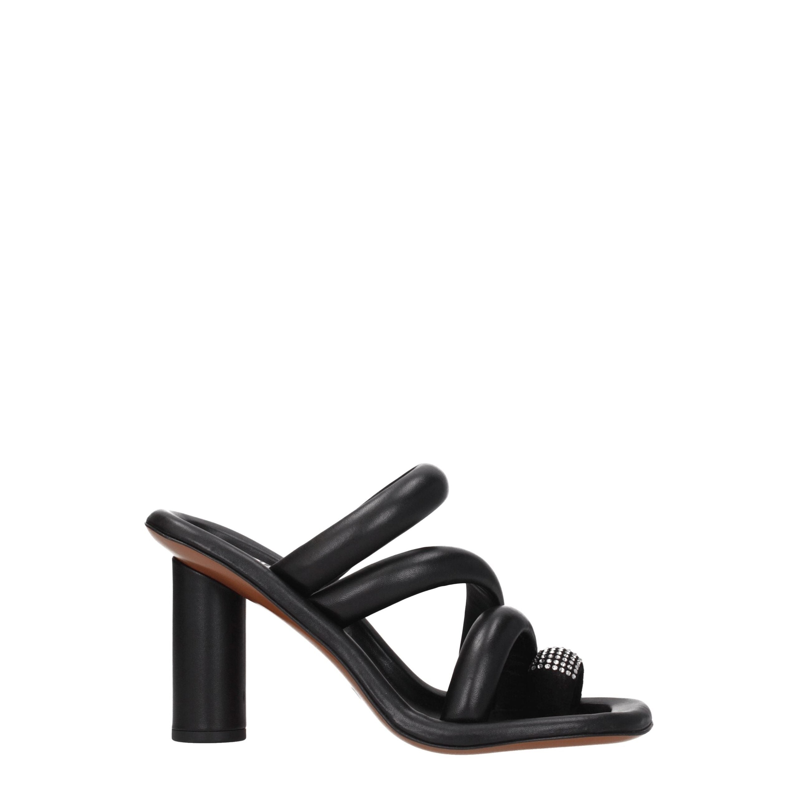 Ambush Black Leather Stiletto Heels Sandals -   -  Ambush.