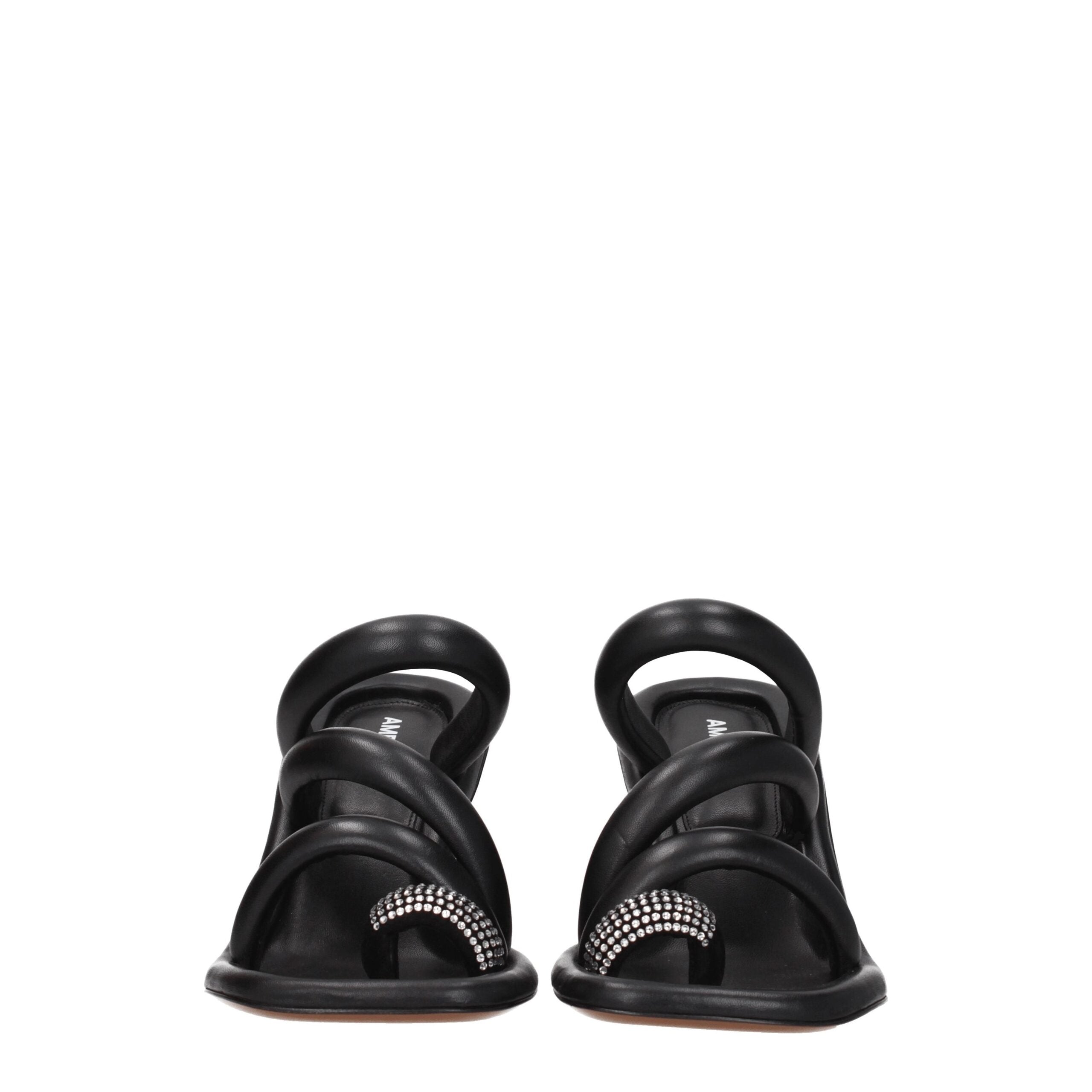 Ambush Black Leather Stiletto Heels Sandals -   -  Ambush.