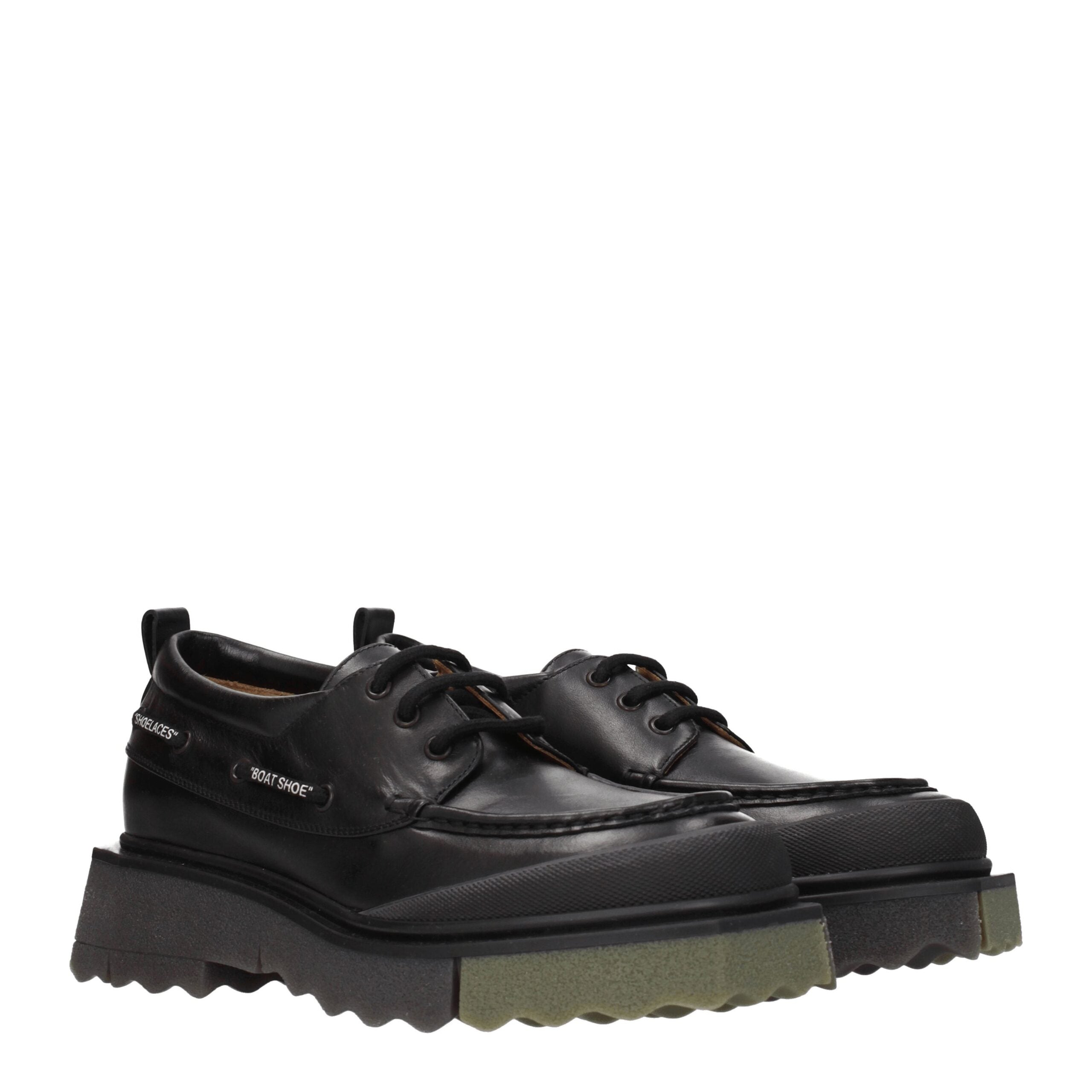 Off-White Black Leather Slip-On Loafers -   -  Off-White.