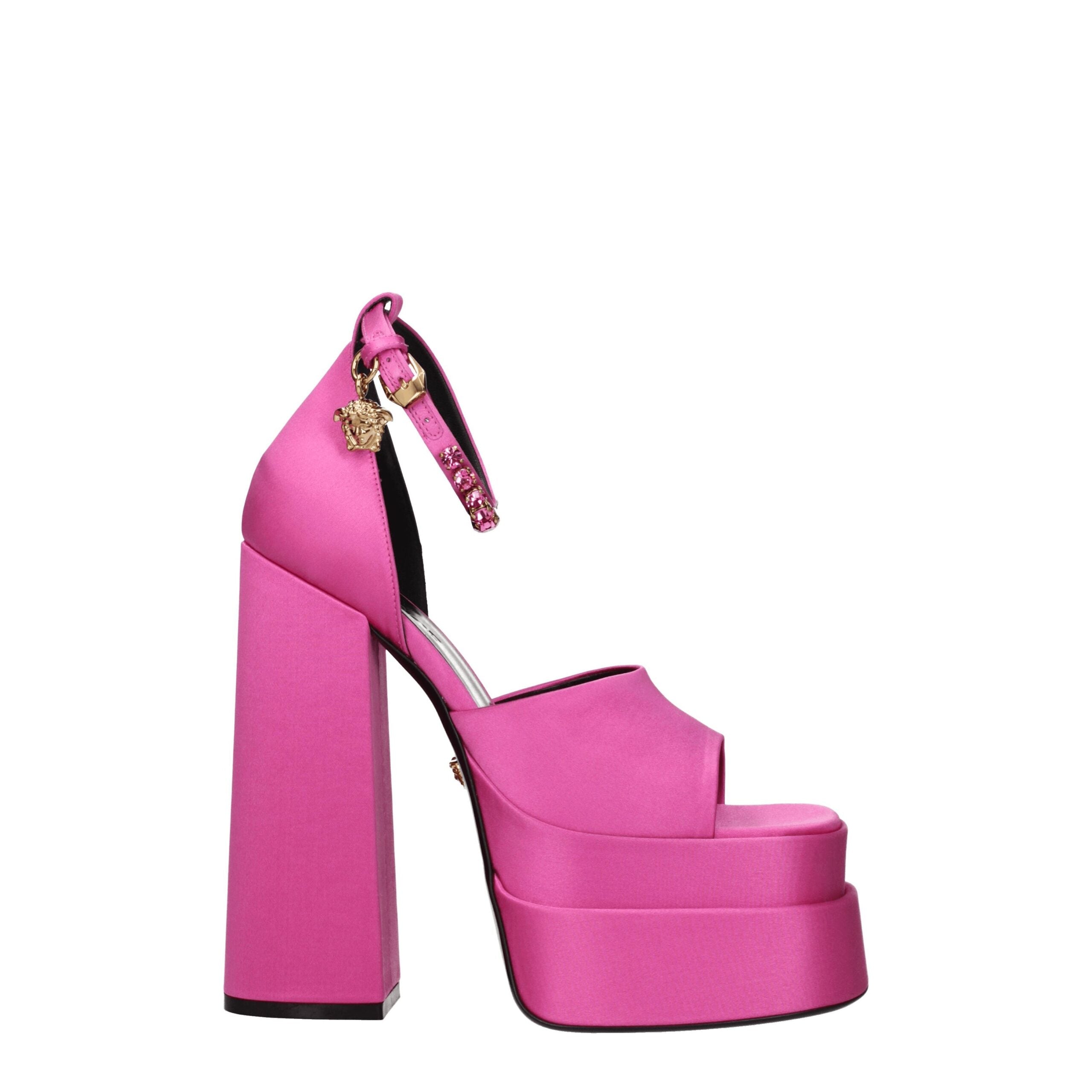 Versace Pink Satin Platforms -   -  Versace.