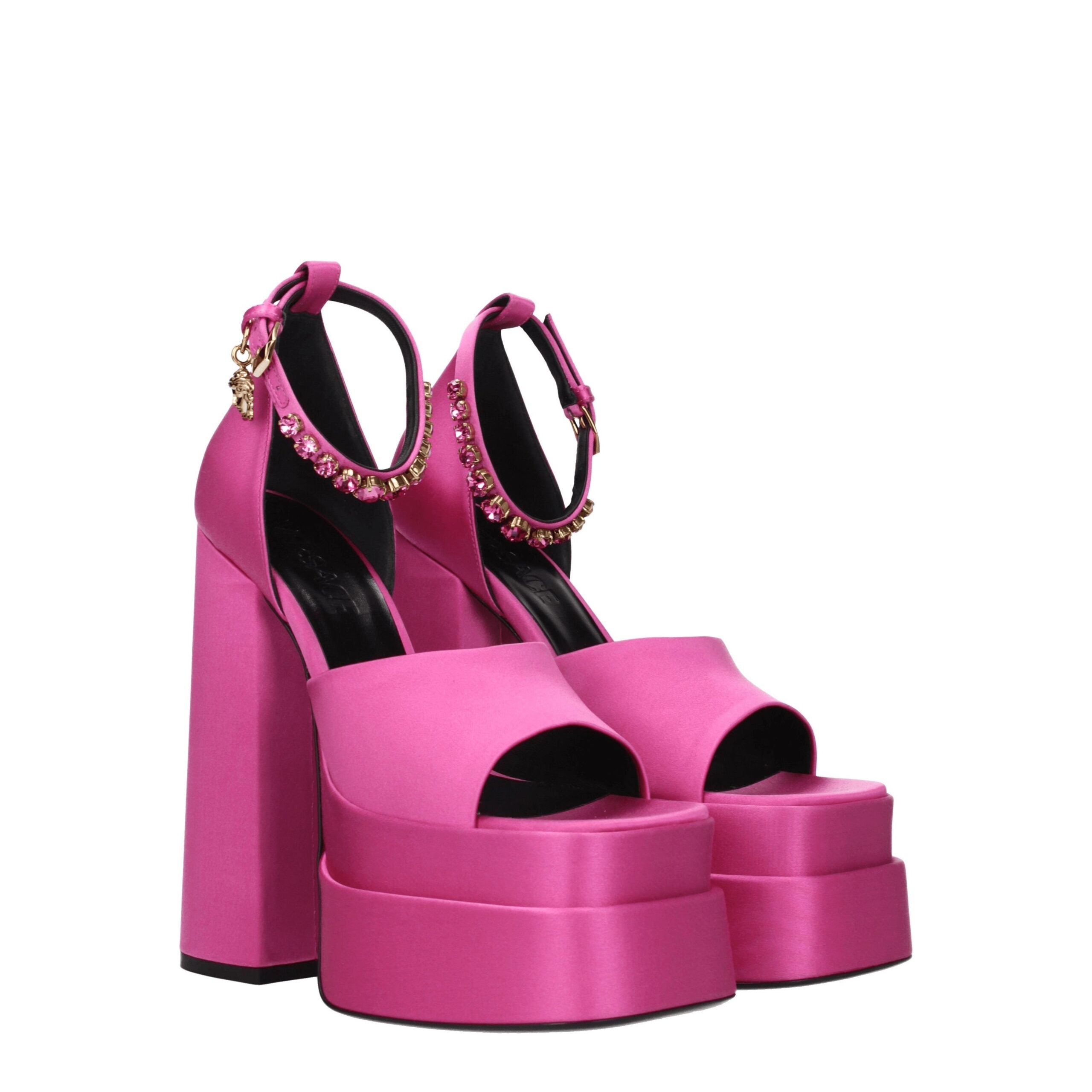 Versace Pink Satin Platforms -   -  Versace.