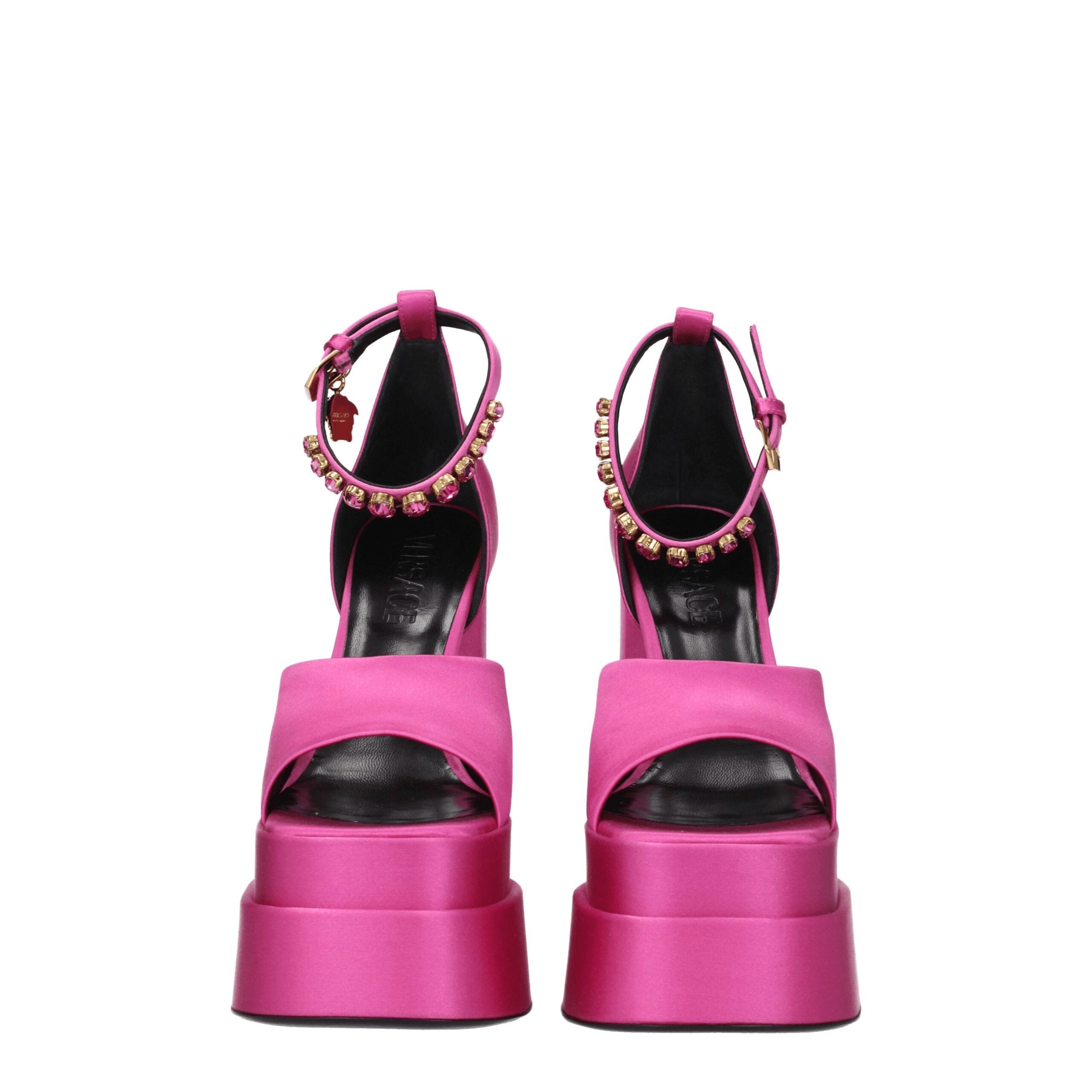 Versace Pink Satin Platforms -   -  Versace.