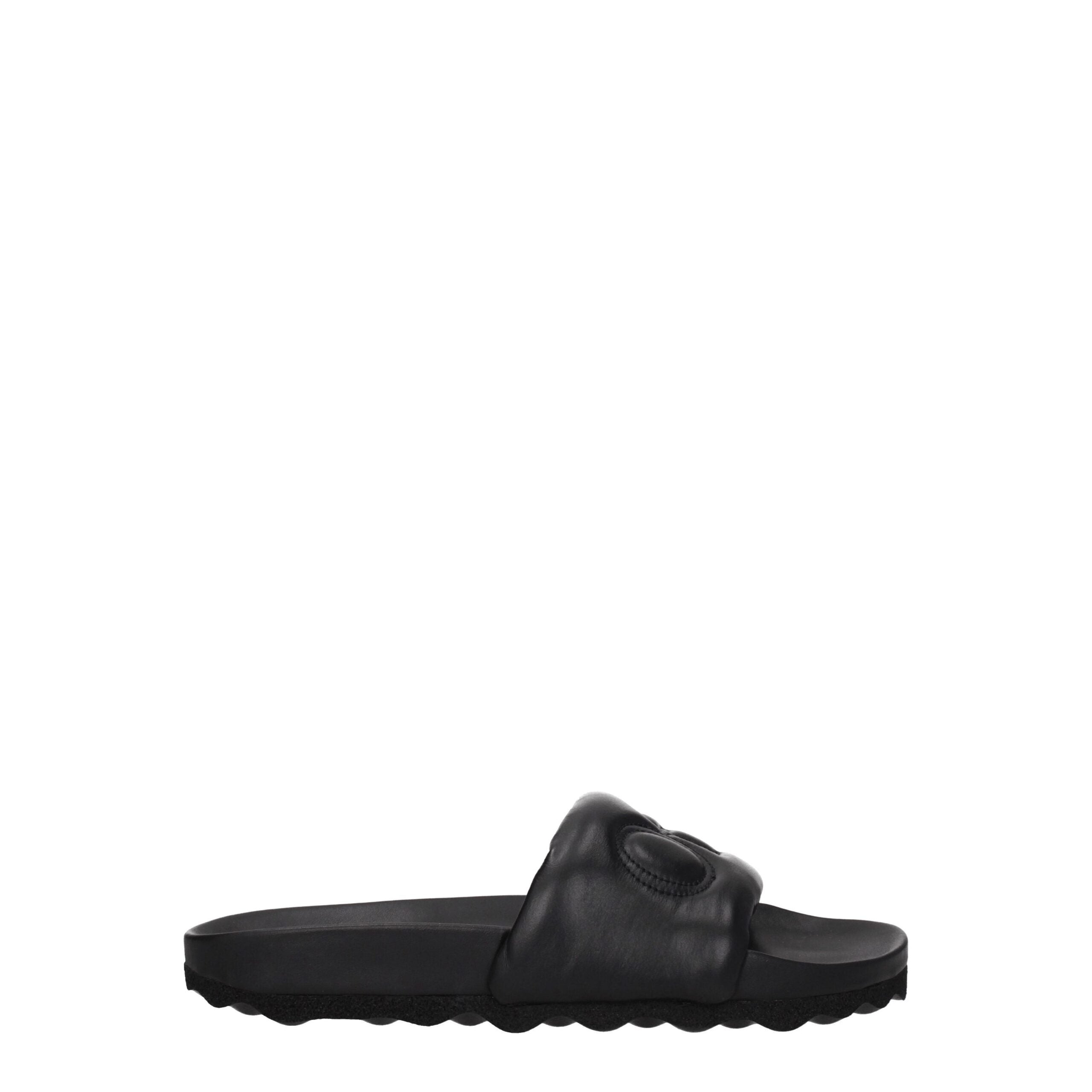 Off-White Black Leather Slippers Sandals -   -  Off-White.