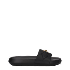 Versace Black Leather Slippers Sandals -   -  Versace.