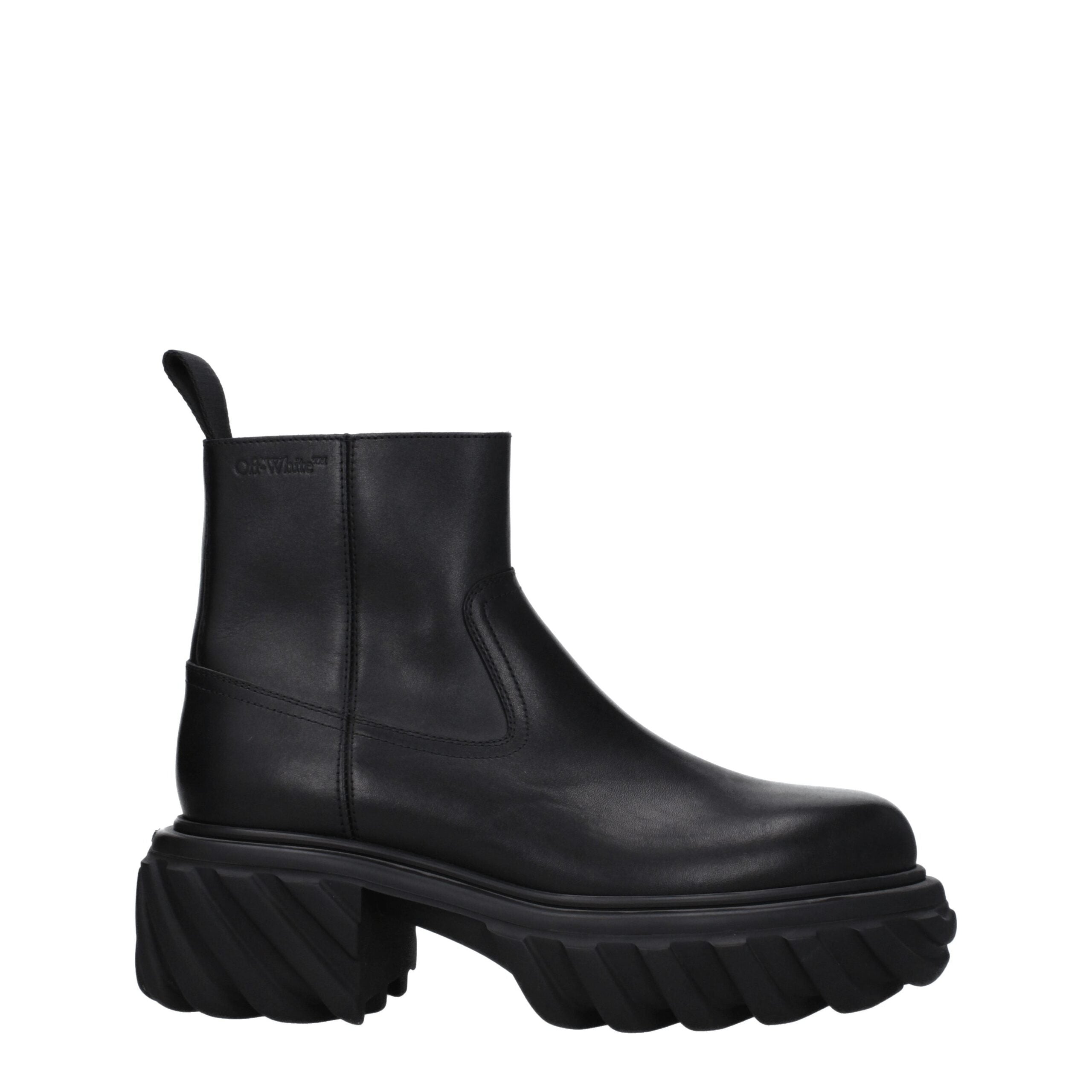 Off-White Black Leather Ankle Boots -   -  Off-White.