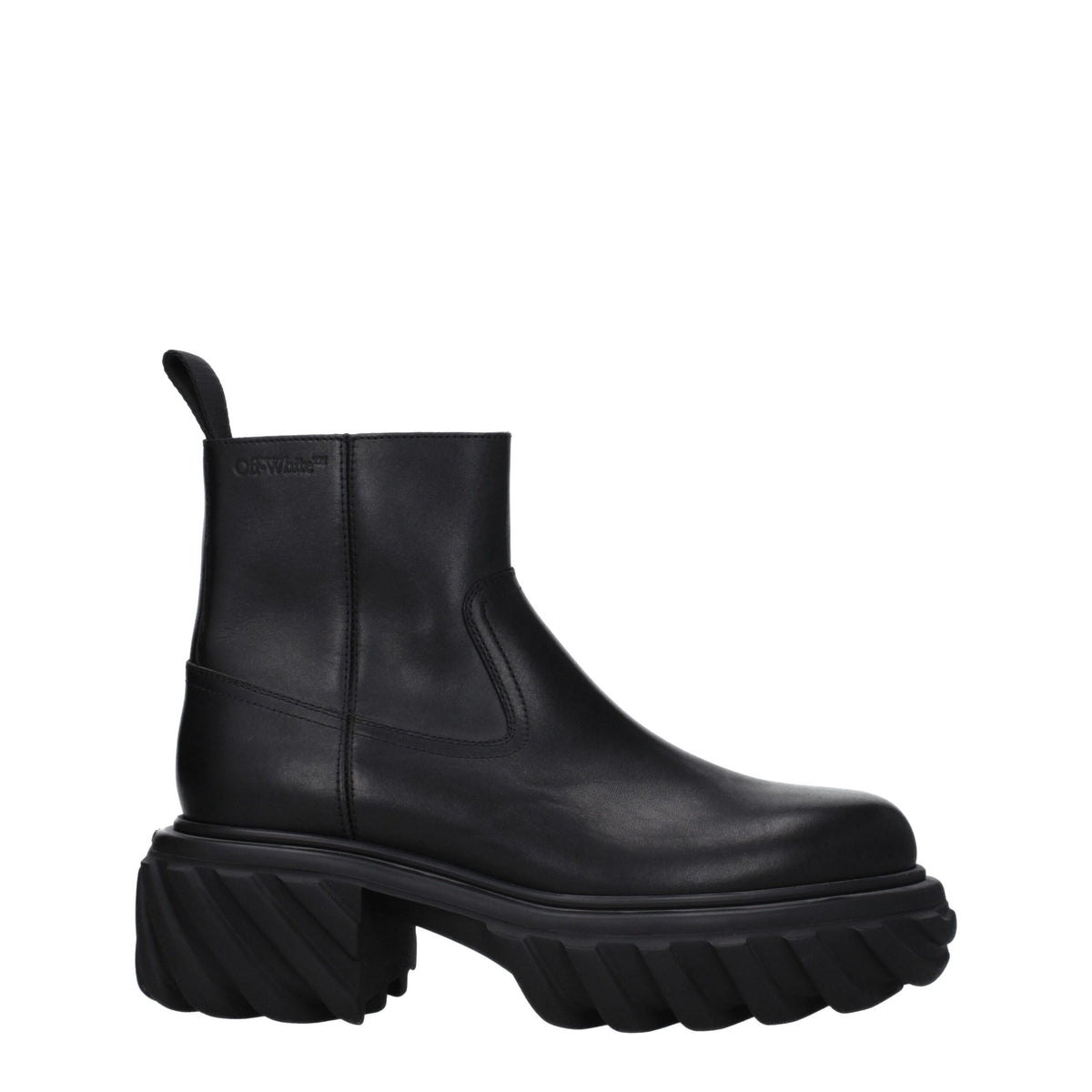 Off-White Black Leather Ankle Boots -   -  Off-White.