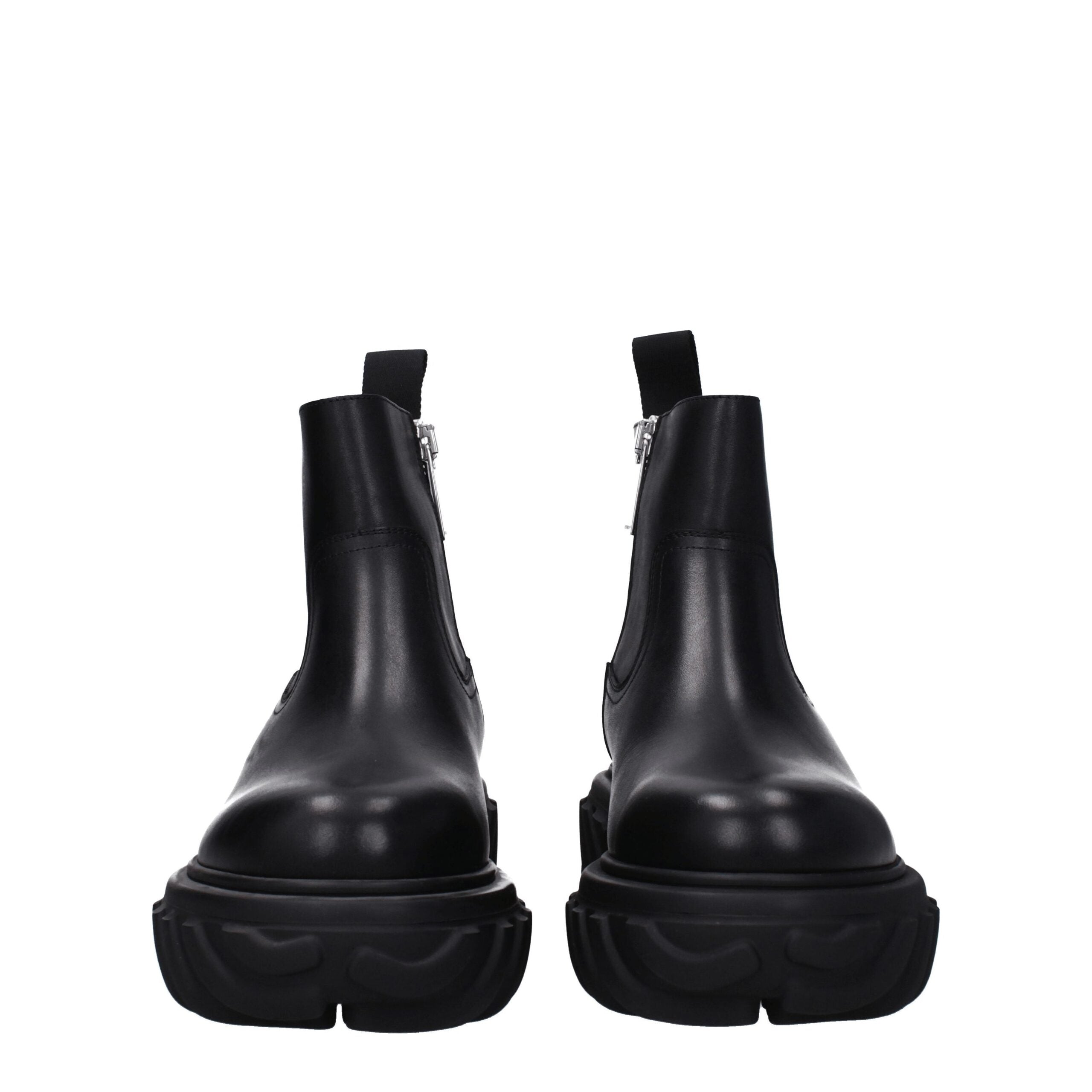 Off-White Black Leather Ankle Boots -   -  Off-White.