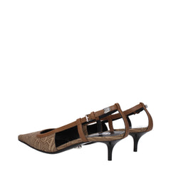 Versace Beige Fabric Mid Heel Pumps -   -  Versace.