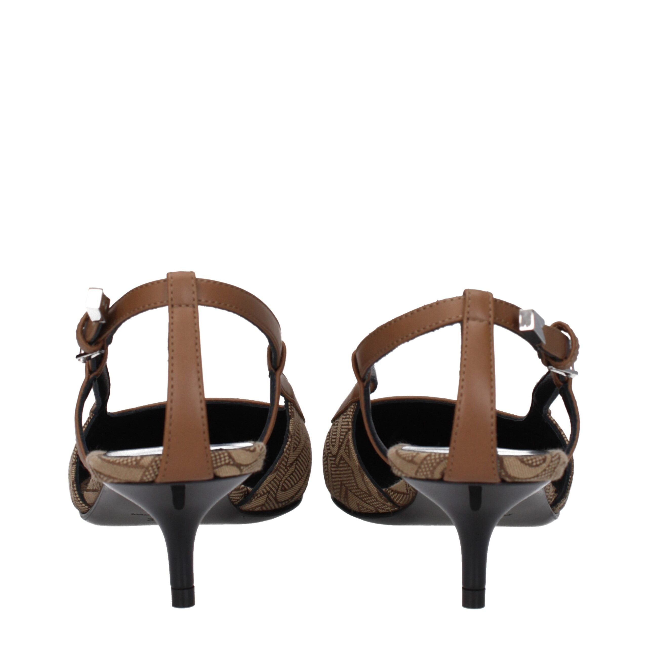 Versace Beige Fabric Mid Heel Pumps -   -  Versace.