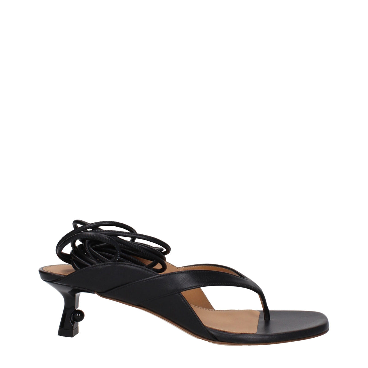 Off-White Black Leather Flip-Flop Sandals -   -  Off-White.