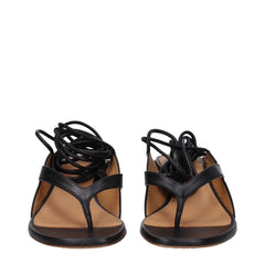 Off-White Black Leather Flip-Flop Sandals -   -  Off-White.