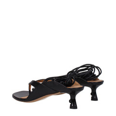 Off-White Black Leather Flip-Flop Sandals -   -  Off-White.