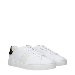 Versace White Leather Low Tops -   -  Versace.