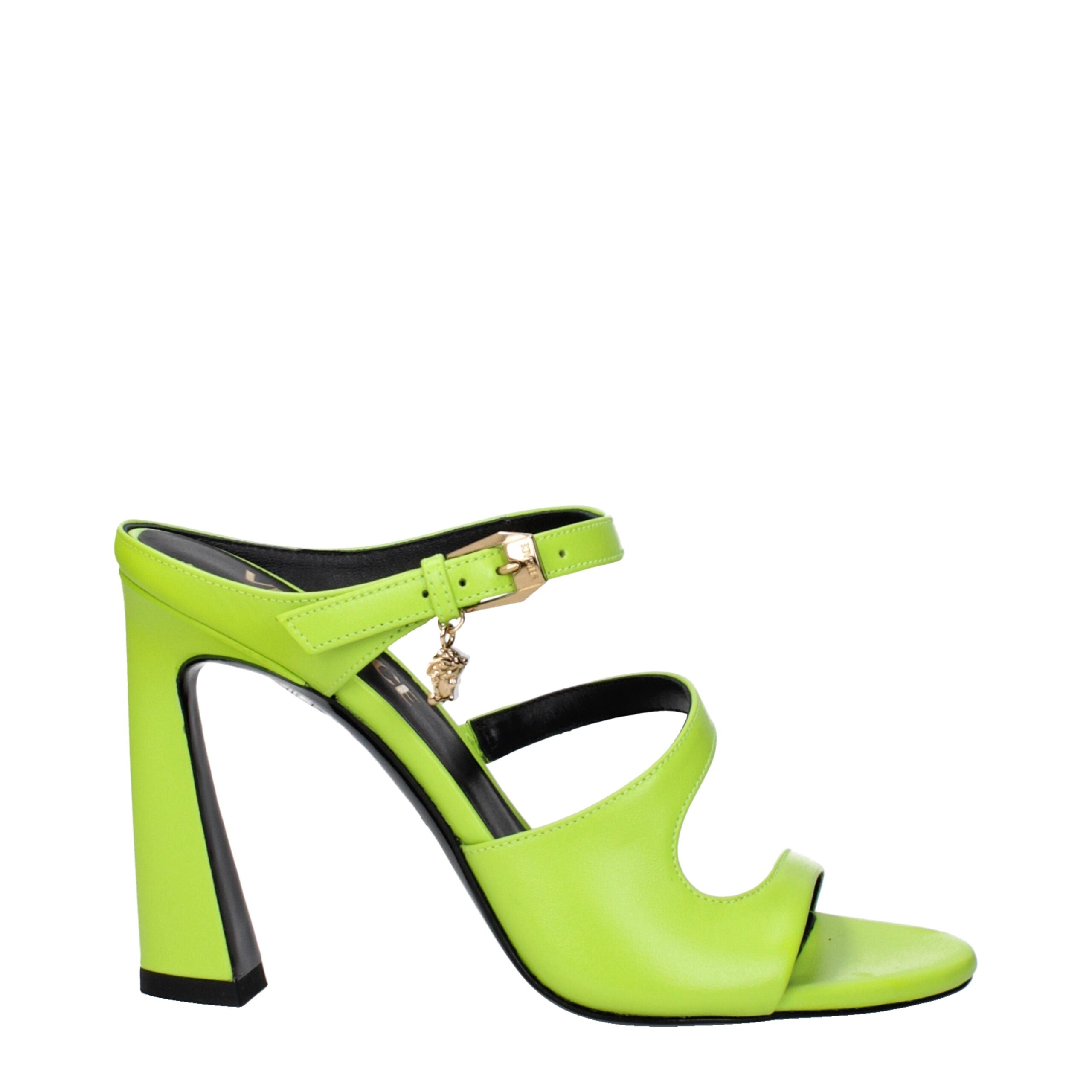Versace Green Leather Stiletto Heels Sandals -   -  Versace.