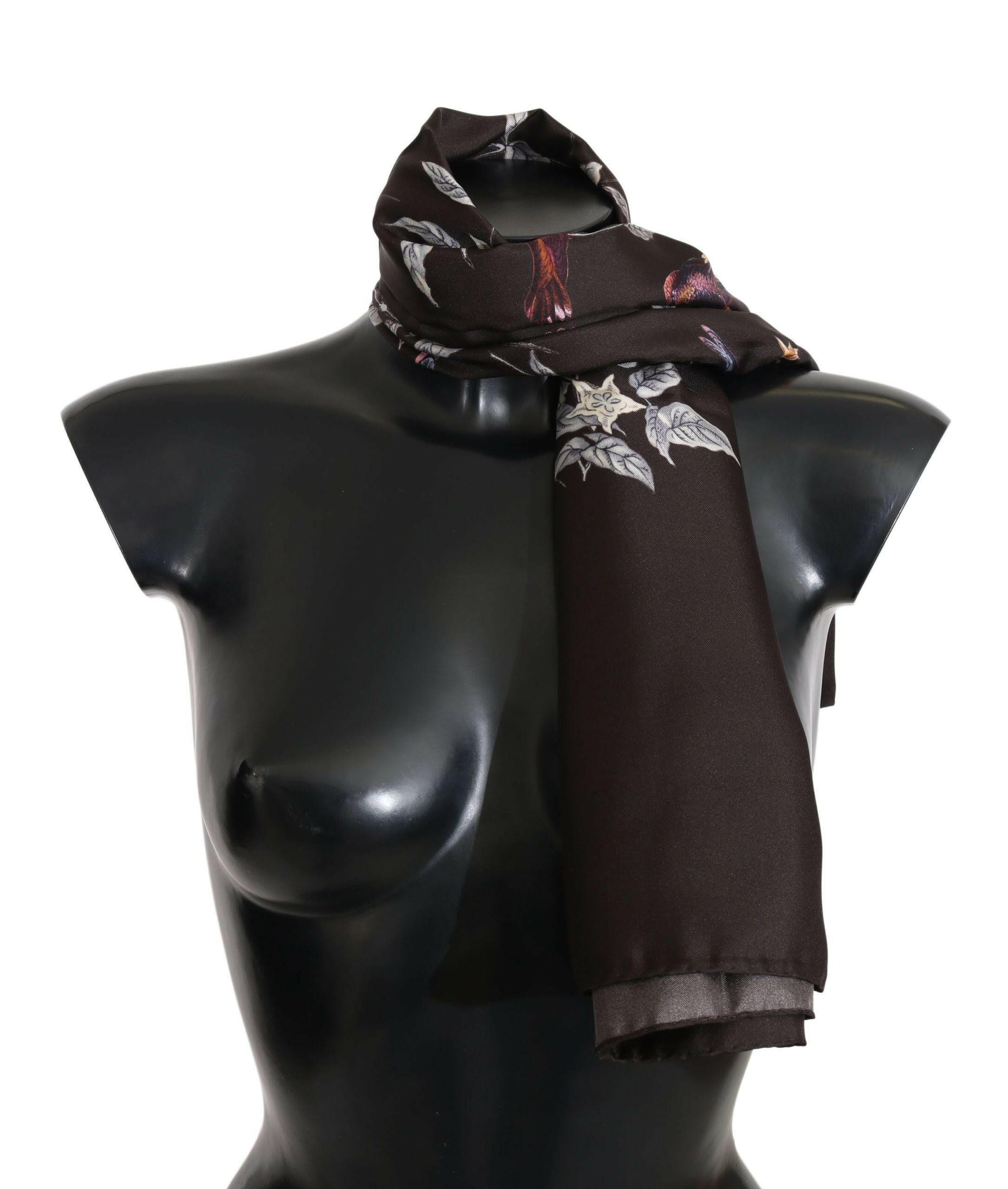 Dolce & Gabbana Brown 100% Silk Bird Print Wrap 80cm X 95cm RRP Scarf -   -  Dolce & Gabbana.
