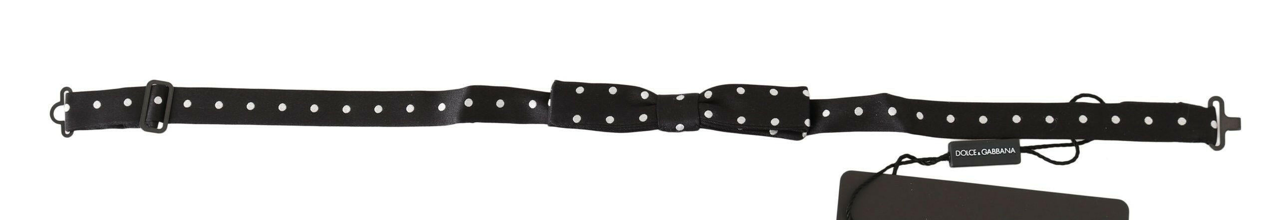 Dolce & Gabbana Black 100% Silk Polka Dot Adjustable Neck Bow Tie -  Neckties, Men -  Dolce & Gabbana.