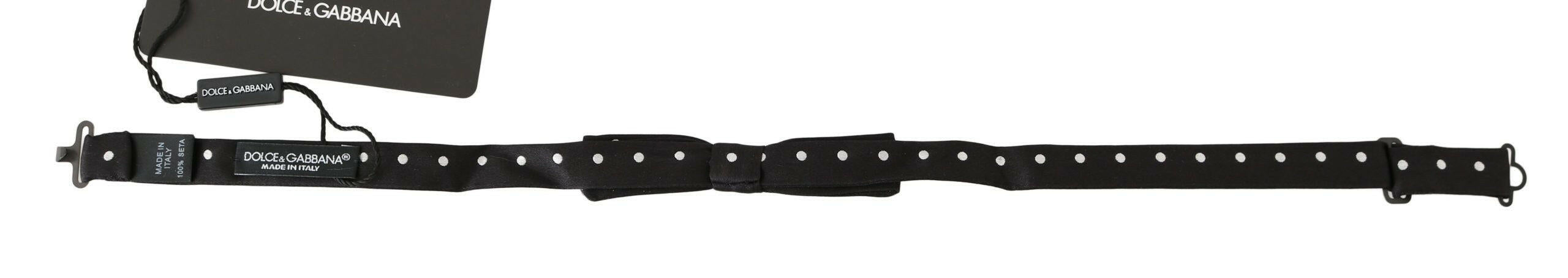 Dolce & Gabbana Black 100% Silk Polka Dot Adjustable Neck Bow Tie -  Neckties, Men -  Dolce & Gabbana.