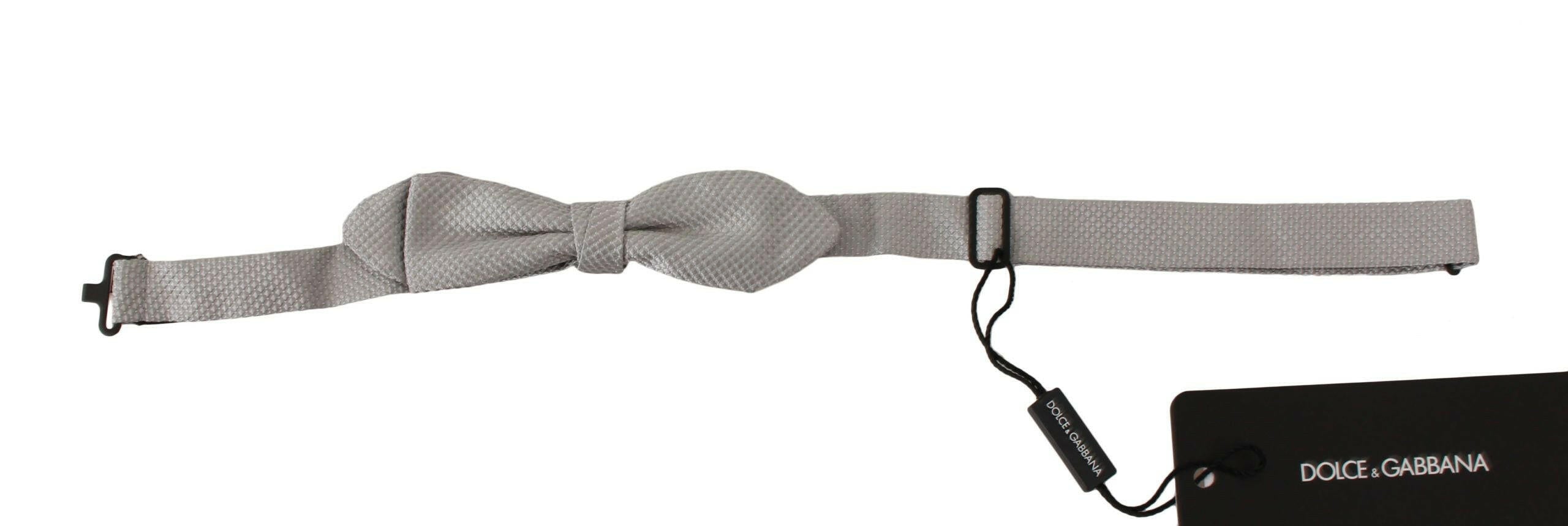 Dolce & Gabbana Gray 100% Silk Faille Adjustable Neck Bow Tie Papillon -  Neckties, Men -  Dolce & Gabbana.