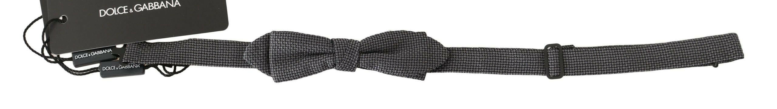 Dolce & Gabbana Gray Patterned Silk Adjustable Neck Bow Tie Papillon -  Neckties, Men -  Dolce & Gabbana.