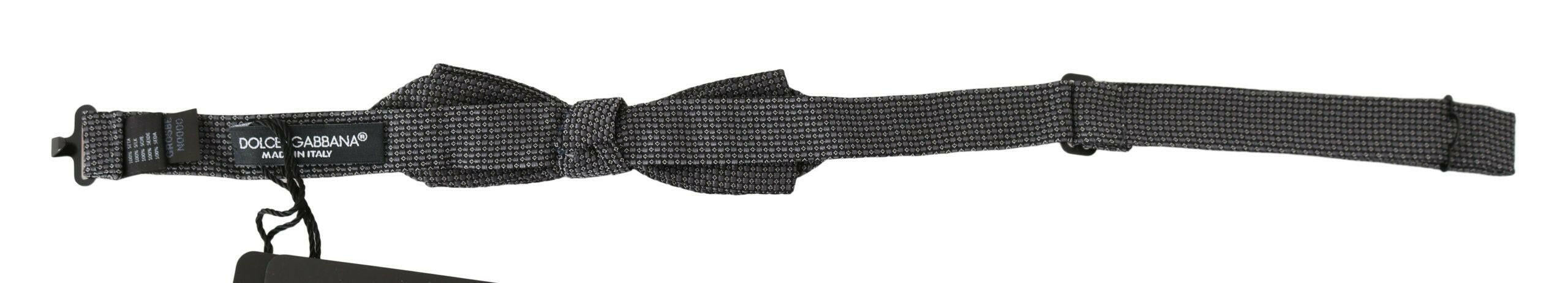 Dolce & Gabbana Gray Patterned Silk Adjustable Neck Bow Tie Papillon -  Neckties, Men -  Dolce & Gabbana.