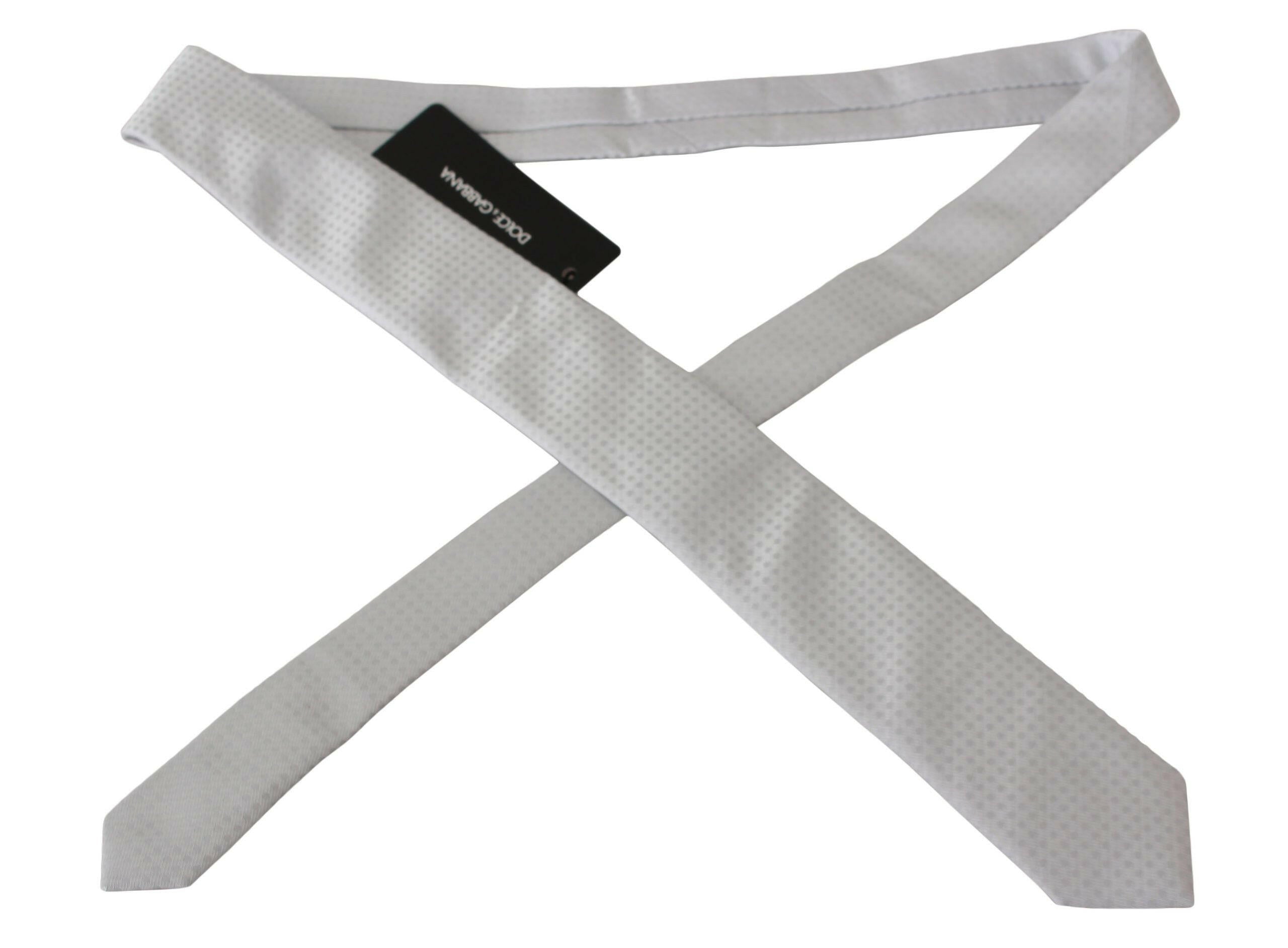 Dolce & Gabbana White Patterned Classic Mens Slim Necktie Tie -  Neckties, Men -  Dolce & Gabbana.