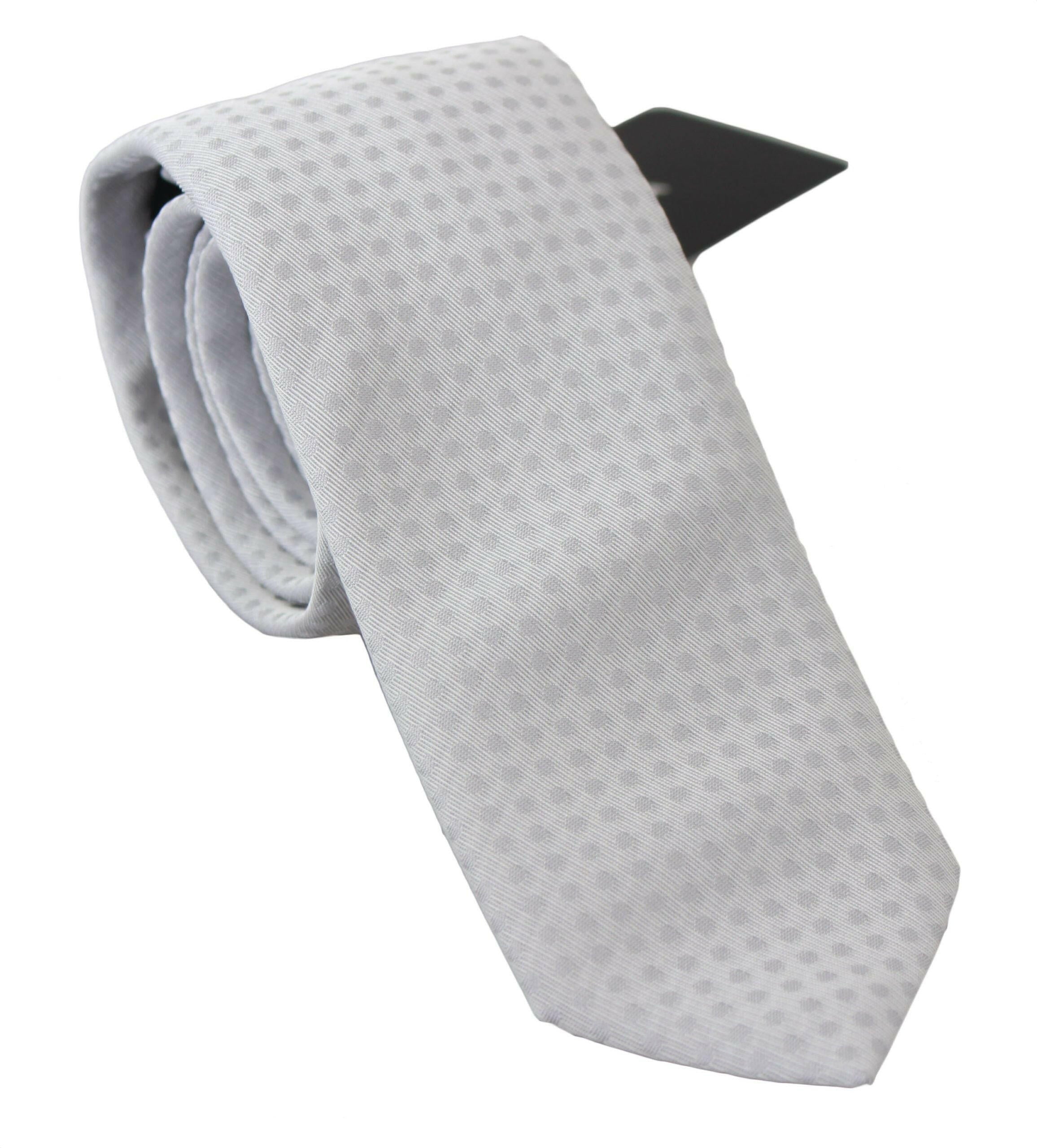 Dolce & Gabbana White Patterned Classic Mens Slim Necktie Tie -  Neckties, Men -  Dolce & Gabbana.
