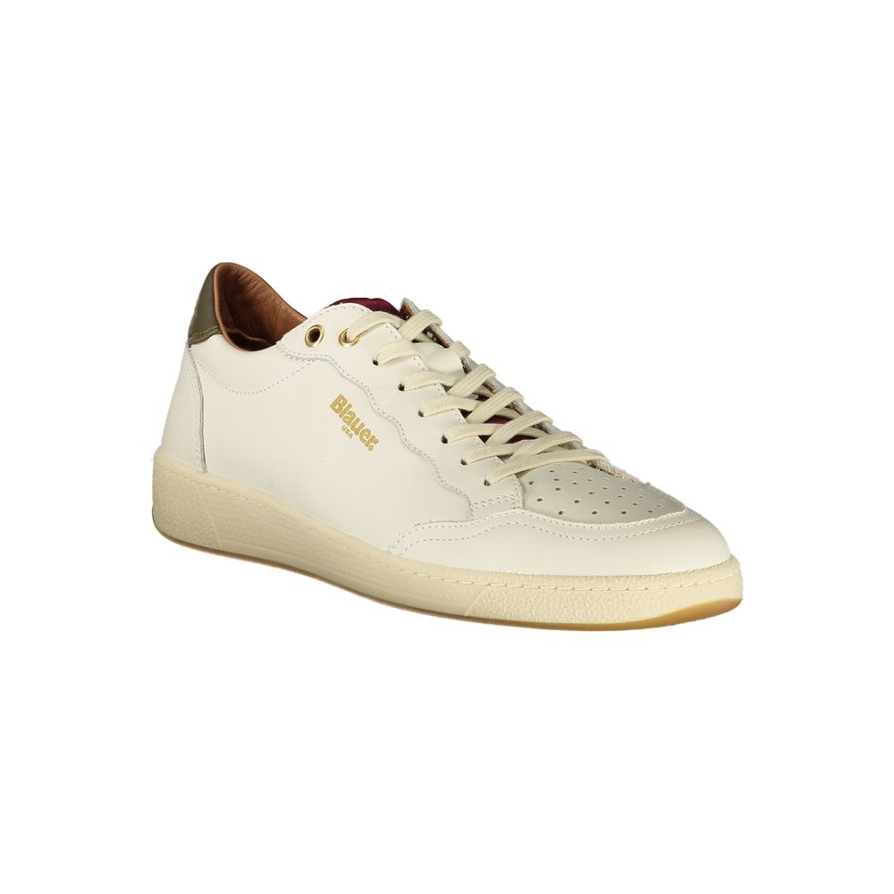 Blauer White Leather Men Sneaker -   -  Blauer.