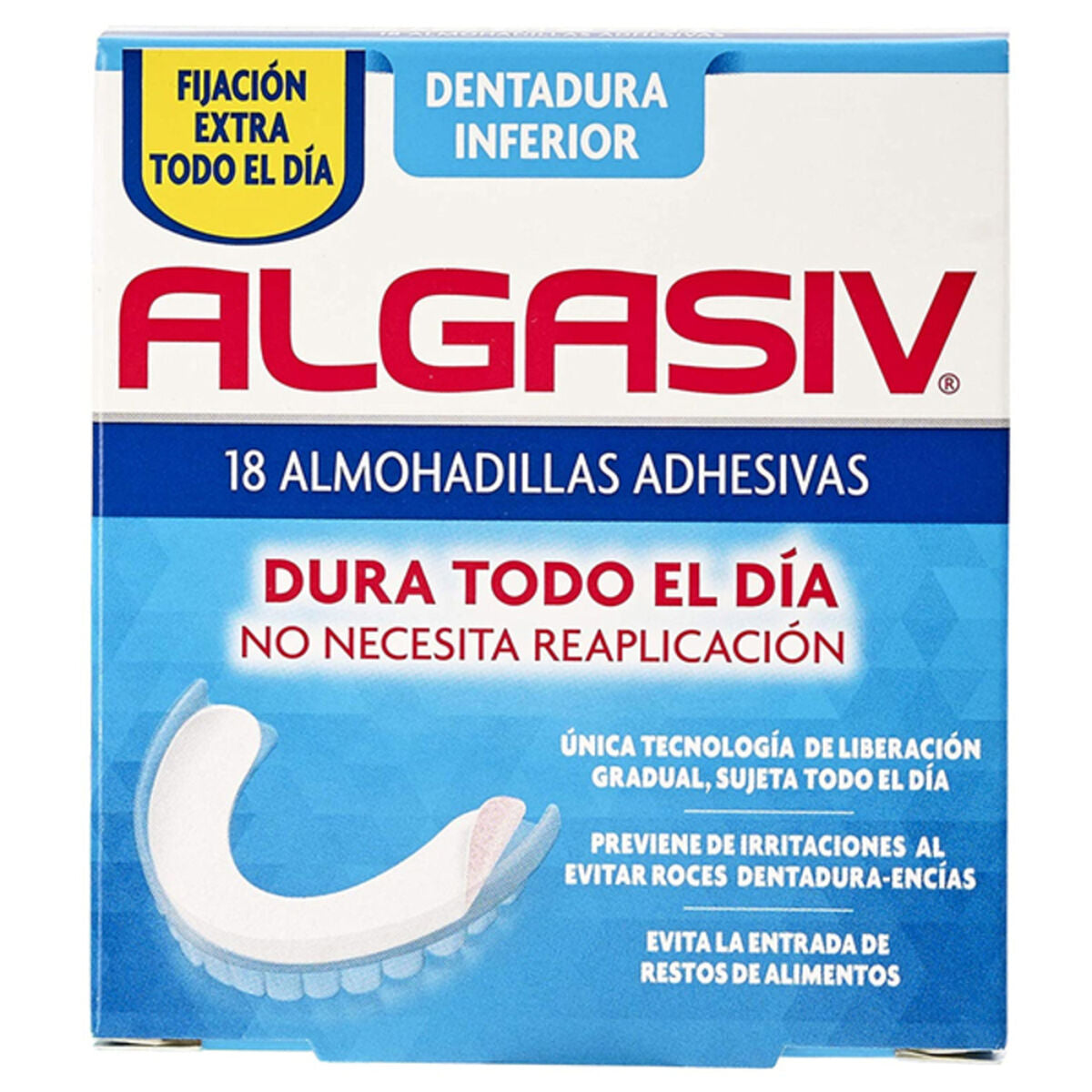 Adhesive Denture Pads INFERIOR Algasiv ALGASIV INFERIOR (18 uds) -  Health and personal care, Oral care -  Algasiv.