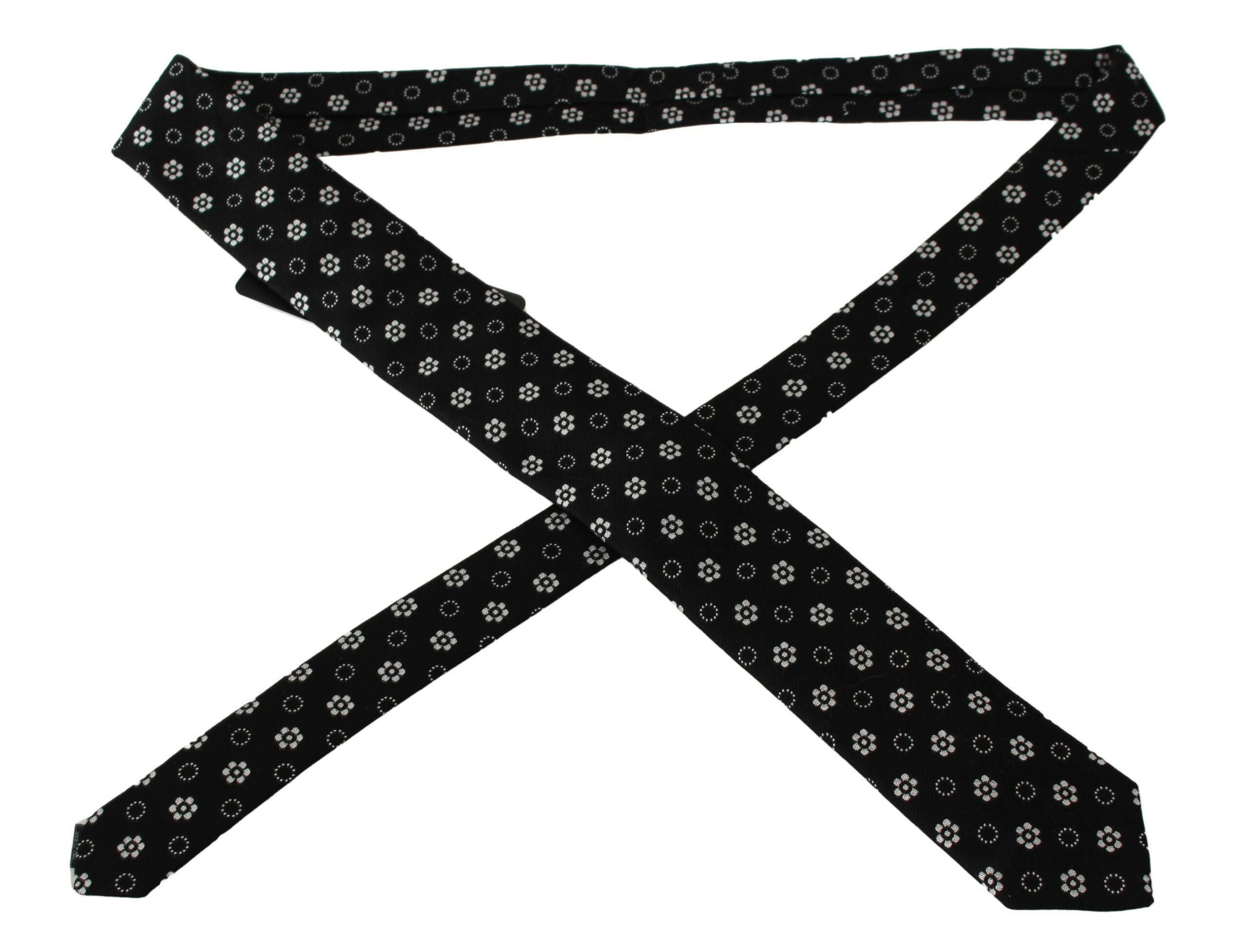 Dolce & Gabbana Black 100% Silk Floral Print Print Classic Tie -  Neckties, Men -  Dolce & Gabbana.