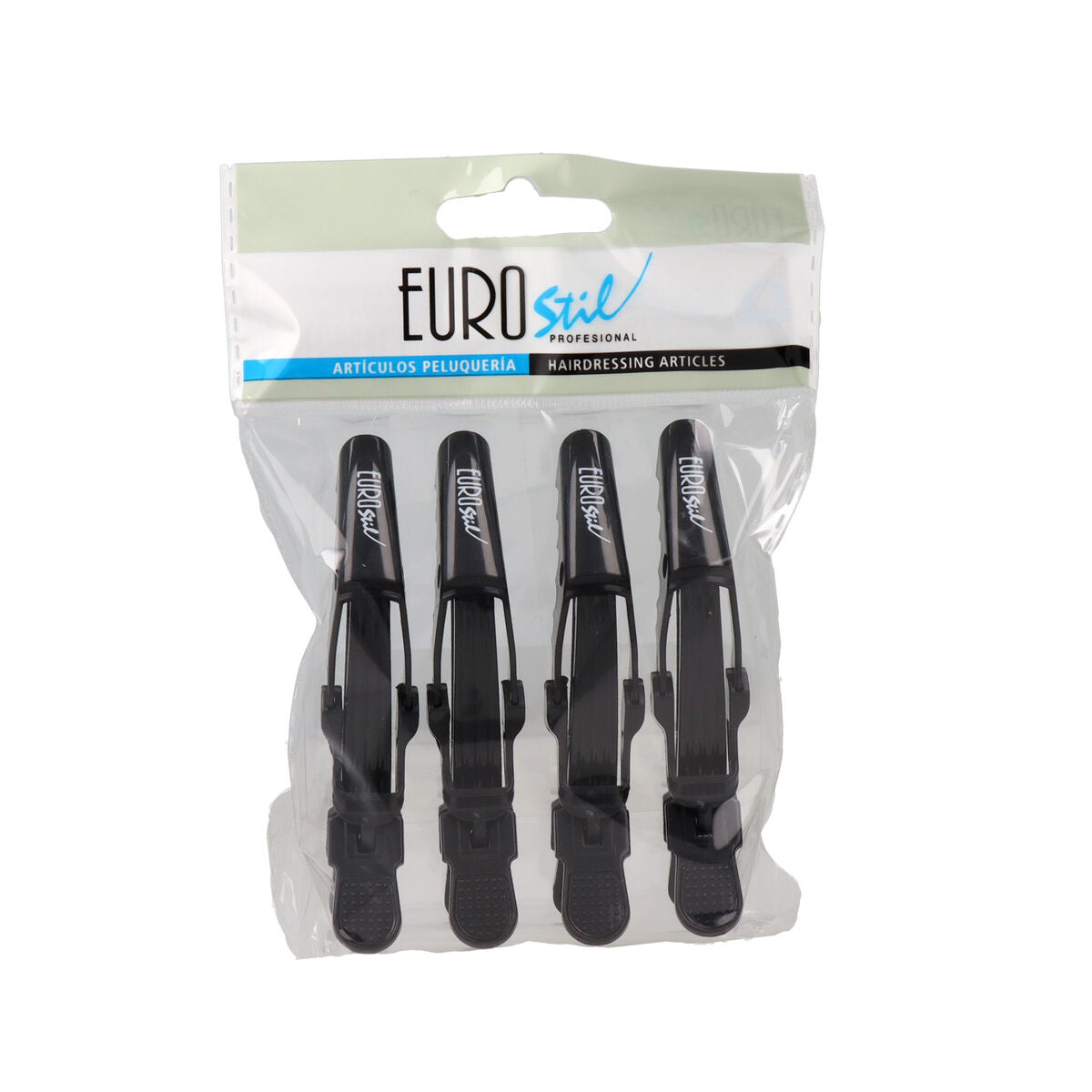 Hair clips Eurostil Black 9 cm 4 Units -  Beauty, Hair care -  Eurostil.